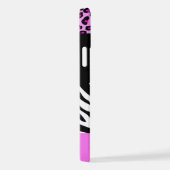 ヒョウ柄，ゼブラ柄，アニマルプリント，ピンク iPhoneケース (右側面)