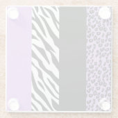 ヒョウ柄、ゼブラ柄、アニマルプリント、紫 ガラスコースター (裏面)