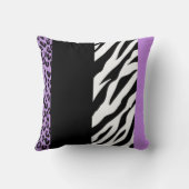 ヒョウ柄、ゼブラ柄、アニマルプリント、紫 クッション (裏面)