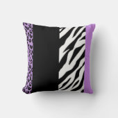 ヒョウ柄、ゼブラ柄、アニマルプリント、紫 クッション (正面)