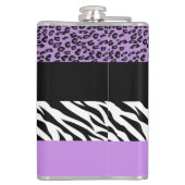 ヒョウ柄、ゼブラ柄、アニマルプリント、紫 フラスク (裏面)