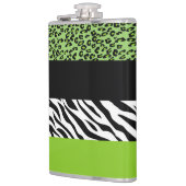 ヒョウ柄,ゼブラ柄,アニマルプリント,緑 フラスク (左)