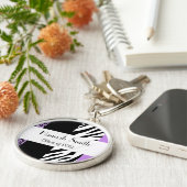 ヒョウ柄、ゼブラ柄、紫、卒業 キーホルダー (側面)