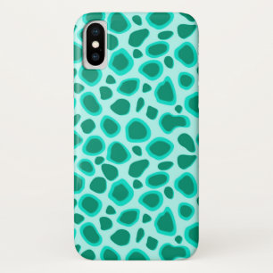 ヒョウ柄 - ターコイズとアクア iPhone X ケース