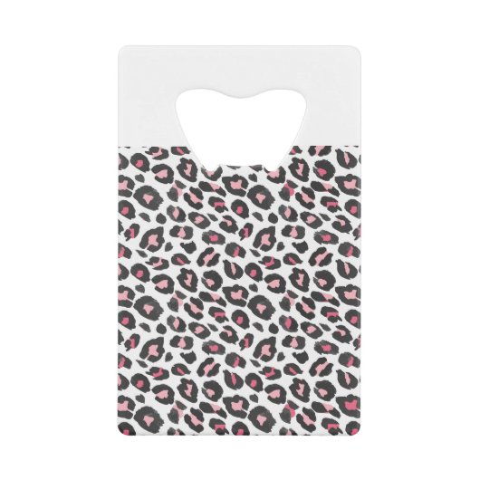 ヒョウ柄，チーズプリント，ピンクガーリー, クレジットカード栓抜き (正面)