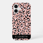 ヒョウ柄+ドット+ピンクヒョウ+お名前 iPhone 16ケース (裏面)