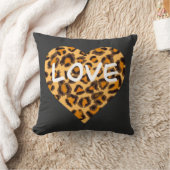 ヒョウ柄 |ハートデザイン | Love Tシャツ クッション (ブランケット)