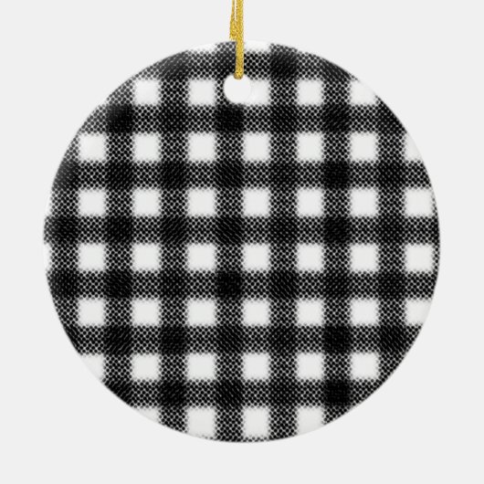 ヒョウ柄、バッファロープレイド、クリスマスツリー セラミックオーナメント (裏面)