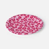 ヒョウ柄、パステルピンク、ホットピンクと明るい赤紫色 ペーパープレート (アングル)