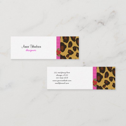 ヒョウ柄,ヒョウ柄の斑点,ヒョウ柄 スキニー名刺 (正面/裏面)