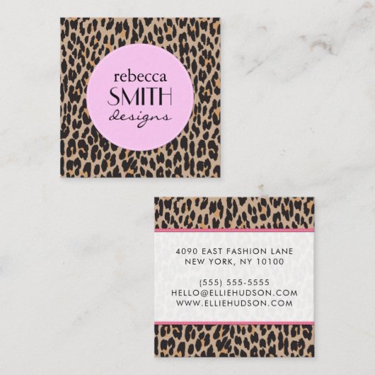 ヒョウ柄,ヒョウ柄の斑点,ヒョウ柄 スクエア名刺 (正面/裏面)