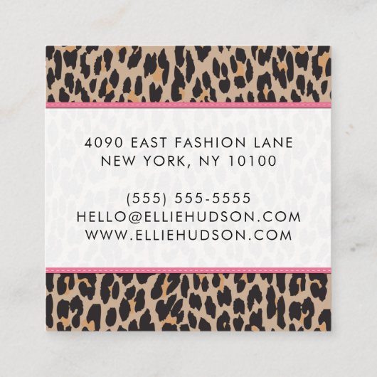 ヒョウ柄,ヒョウ柄の斑点,ヒョウ柄 スクエア名刺 (裏面)