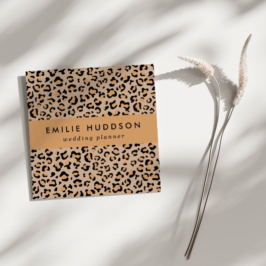 ヒョウ柄，ヒョウ柄の斑点，ヒョウ柄 スクエア名刺