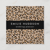 ヒョウ柄，ヒョウ柄の斑点，ヒョウ柄 スクエア名刺 (正面)