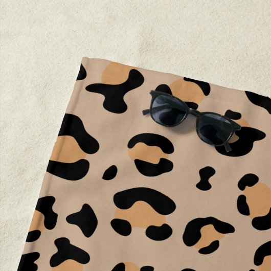 ヒョウ柄，ヒョウ柄の斑点，ヒョウ柄 ビーチタオル (インサイチュ)