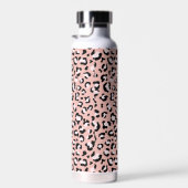 ヒョウ柄、ヒョウ柄の斑点、ピンクのヒョウ ウォーターボトル (右面)