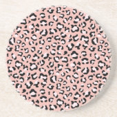 ヒョウ柄、ヒョウ柄の斑点、ピンクのヒョウ コースター (正面)