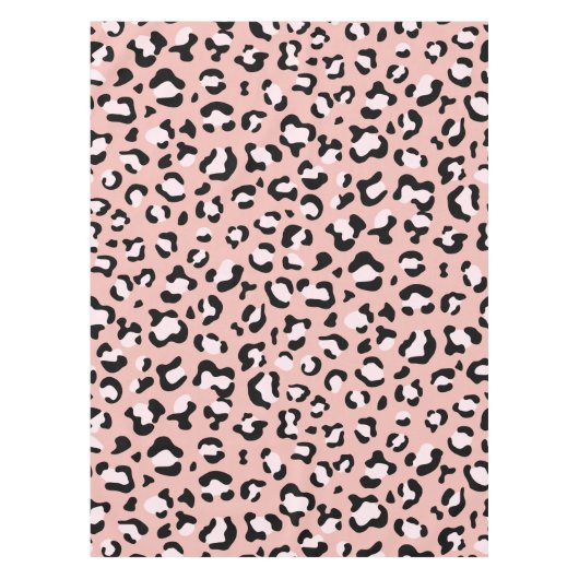 ヒョウ柄、ヒョウ柄の斑点、ピンクのヒョウ テーブルクロス (正面)