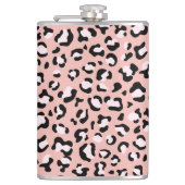 ヒョウ柄、ヒョウ柄の斑点、ピンクのヒョウ フラスク (正面)