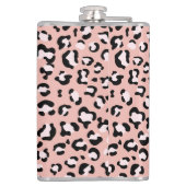 ヒョウ柄、ヒョウ柄の斑点、ピンクのヒョウ フラスク (裏面)