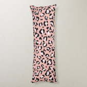 ヒョウ柄、ヒョウ柄の斑点、ピンクのヒョウ ボディピロー (裏面 (縦))