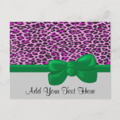 ヒョウ柄、ヒョウ柄の斑点、ピンクのヒョウ ポストカード (正面)