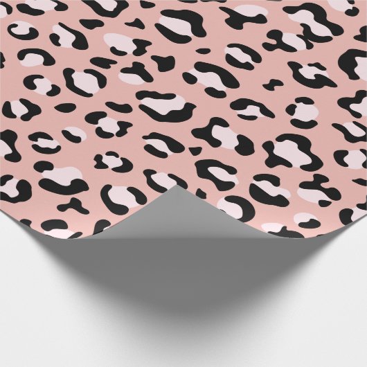 ヒョウ柄、ヒョウ柄の斑点、ピンクのヒョウ ラッピングペーパー (角)