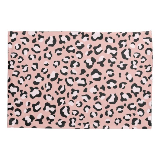 ヒョウ柄、ヒョウ柄の斑点、ピンクのヒョウ 枕カバー (裏面)