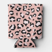 ヒョウ柄、ヒョウ柄の斑点、ピンクのヒョウ 缶クーラー (正面)