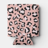 ヒョウ柄、ヒョウ柄の斑点、ピンクのヒョウ 缶クーラー (裏面)