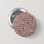 ヒョウ柄、ヒョウ柄の斑点、ピンクのヒョウ 缶バッジ (正面&裏面)