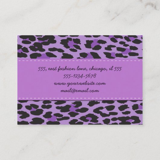ヒョウ柄、ヒョウ柄の斑点、紫ヒョウ 名刺 (裏面)