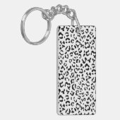 ヒョウ柄、ヒョウ柄、黒白 キーホルダー (正面左)