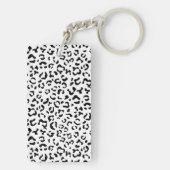 ヒョウ柄、ヒョウ柄、黒白 キーホルダー (裏面)