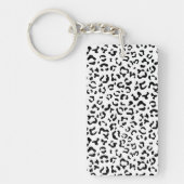 ヒョウ柄、ヒョウ柄、黒白 キーホルダー (正面)