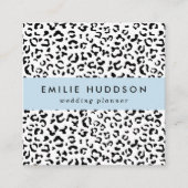 ヒョウ柄、ヒョウ柄、黒白 スクエア名刺 (正面)