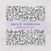 ヒョウ柄、ヒョウ柄、黒白 スクエア名刺 (正面)