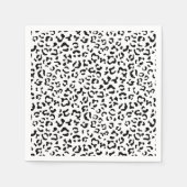ヒョウ柄、ヒョウ柄、黒白 スタンダードカクテルナプキン (正面)