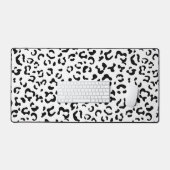ヒョウ柄、ヒョウ柄、黒白 デスクマット (キーボード&マウス)