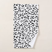 ヒョウ柄、ヒョウ柄、黒白 バスタオルセット (ハンドタオル)
