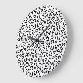 ヒョウ柄、ヒョウ柄、黒白 ラージ壁時計 (傾斜)