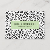 ヒョウ柄、ヒョウ柄、黒白 名刺 (正面)