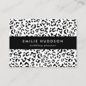 ヒョウ柄、ヒョウ柄、黒白 名刺 (正面)