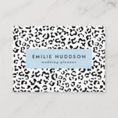 ヒョウ柄、ヒョウ柄、黒白 名刺 (正面)