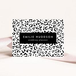 ヒョウ柄、ヒョウ柄、黒白 名刺