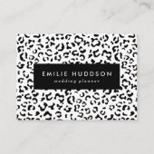 ヒョウ柄、ヒョウ柄、黒白 名刺 (正面)