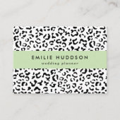 ヒョウ柄、ヒョウ柄、黒白 名刺 (正面)