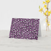 ヒョウ柄、ヒョウ模様、紫ヒョウ カード (黄色い花)