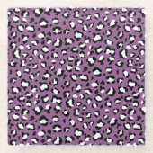 ヒョウ柄、ヒョウ模様、紫ヒョウ ガラスコースター (正面)