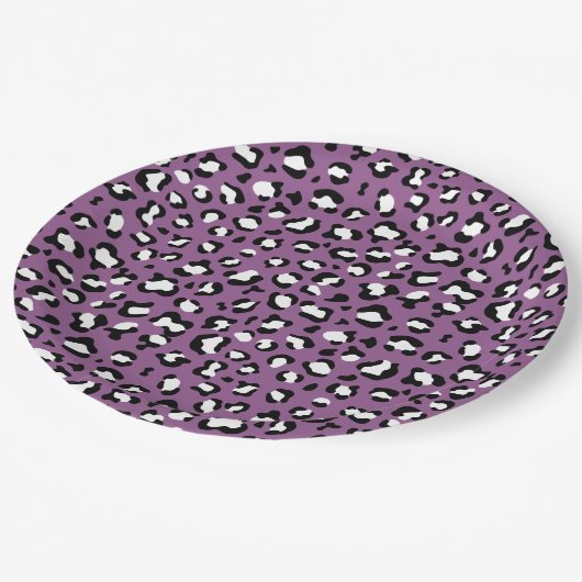 ヒョウ柄、ヒョウ模様、紫ヒョウ ペーパープレート (アングル)